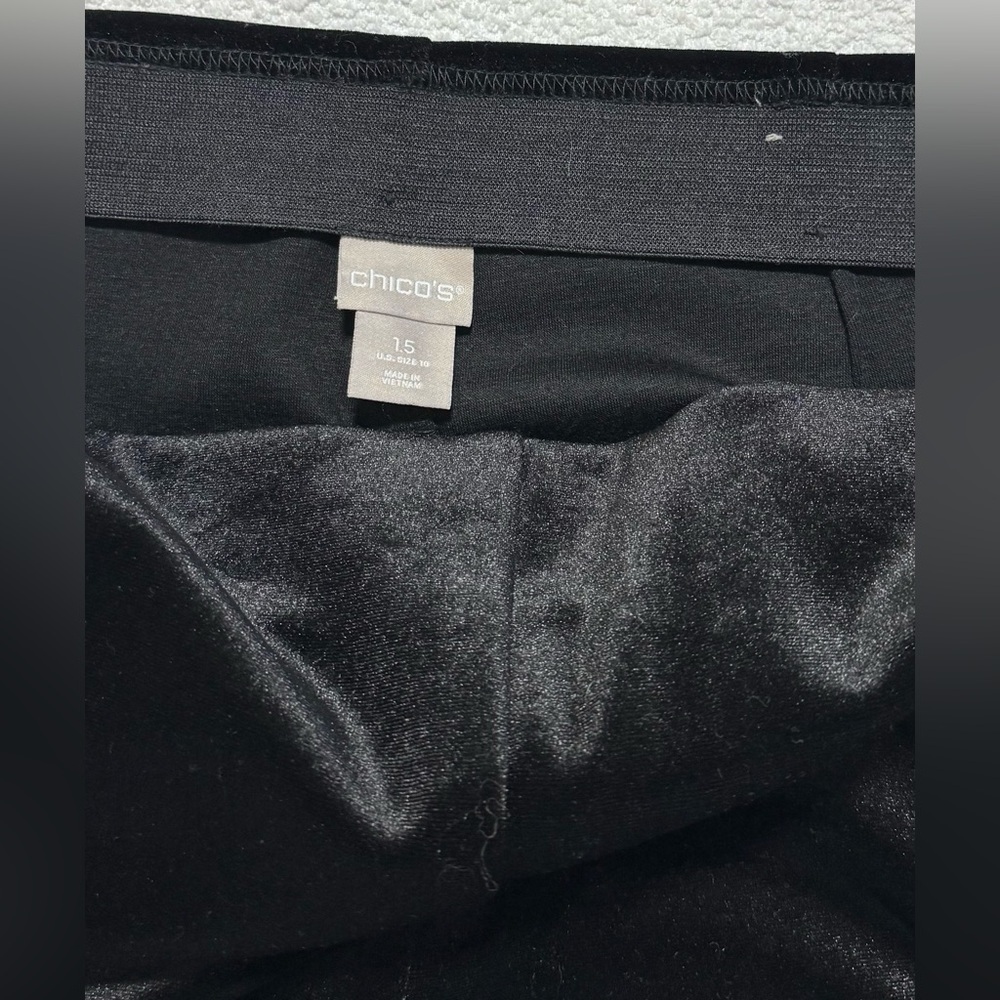 CHICOS Black Velvet Straight-Leg Pants - Picture 5 of 9